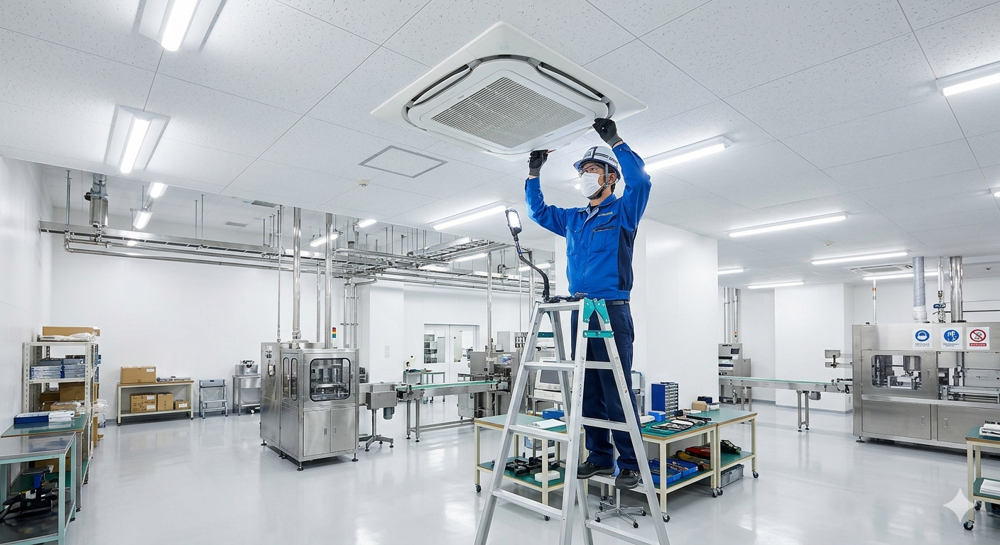 工場への業務用エアコン施工